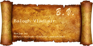 Balogh Vladimir névjegykártya